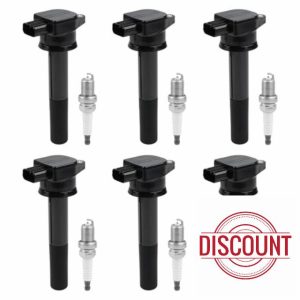 JDMON 6pcs Ignition Coils and Spark Plugs Kits Compatible with Mitsubishi Endeavor 2004-2008