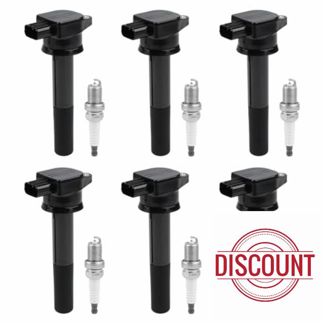 JDMON 6pcs Ignition Coils and Spark Plugs Kits Compatible with Mitsubishi Endeavor 2004-2008