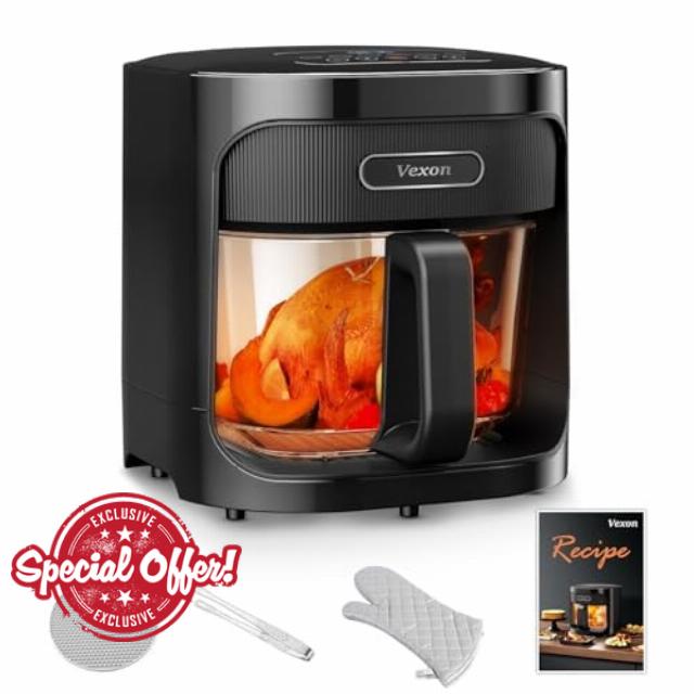 4.5QT Large Air Fryer – See-Through Glass