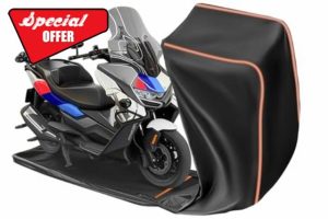 Full Enclosed Motorcycle Cover Waterproof Outdoor/Indoor Storage Waterproof Motorcycle Cover Heavy Duty with Reflective Strips Fits Motorcycles Length up to 86.5" Windproof Sunproof Dustproof