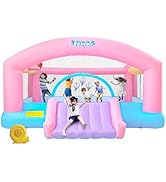 Easyair Mega Inflatable Water Slide, 17 Ft x 16.5 Ft Large Water Park, 3 Water Slides, Climbing W...