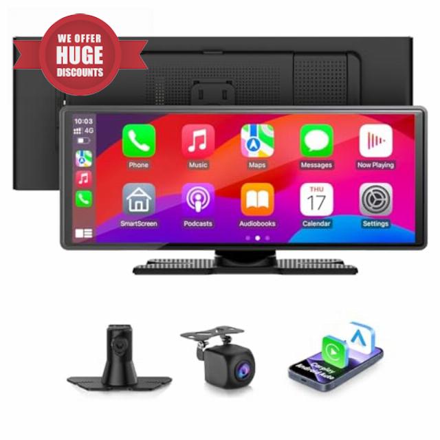 10.26'' Wireless Carplay Screen for Car with 1080P Backup Camera