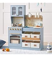 Tiny Land Wooden Play Kitchen Set with Toy Storage, Plenty of Play Features, Ages 3+