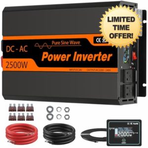 PowMr 2500W Pure Sine Wave Power Inverter 24V DC to 110V AC Converter with USB Port