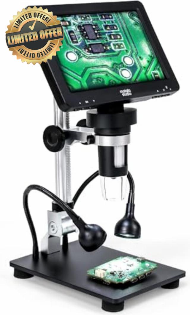 Digital Microscope 100-1600X with 7-inch LCD Screen