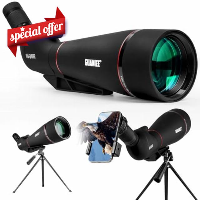 25-75x100 Spotting Scope for Target Shooting with Tripod Carrying Bag and Phone Adapter Spotter Scope for Bird Watching