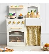 Tiny Land Play Kitchen for Kids, Wooden Kids Play Kitchen Playset Chef Pretend Play Set for Toddl...
