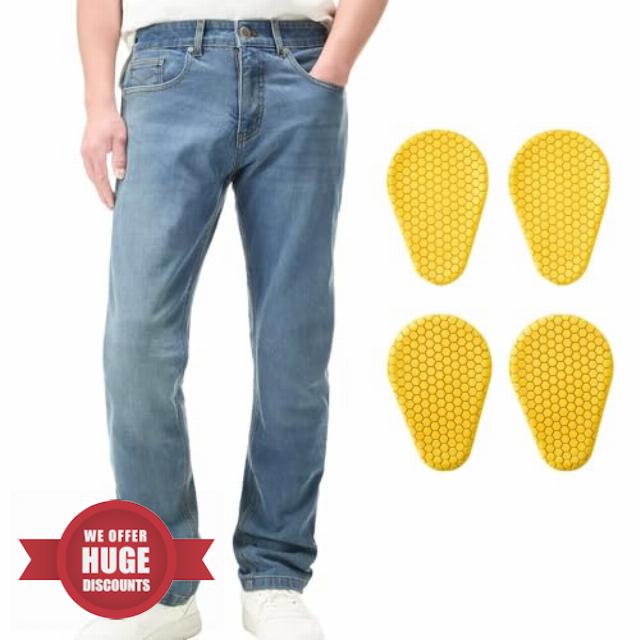 ILM Motorcycle Riding Pants for Men CE Armored Motorbike Jeans Adventure Touring Motocross All Season Model PJN1(Light Blue)