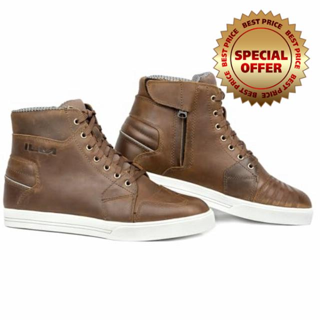 ILM Motorcycle Riding Shoes for Men Anti-Slip Leather Waterproof Breathable Street Shoes Protective Gear UB32