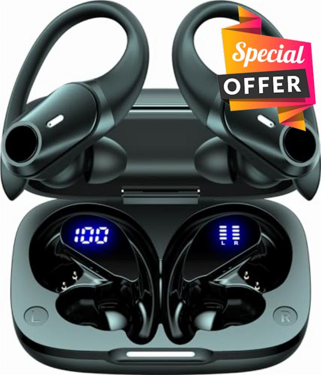 GOLREX Active Noise Cancelling Ear Buds Bluetooth Headphones Wireless Earbuds with 80H Wireless Charging Case & LED Display