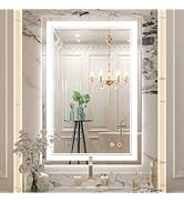 Keonjinn LED Bathroom Mirror, 24 x 36 Inch LED Mirror Lighted Bathroom Mirror, Anti Fog Acrylic B...