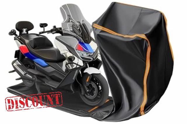 Full Enclosed Motorcycle Cover Waterproof Outdoor/Indoor Storage Waterproof Motorcycle Cover Heavy Duty with Reflective Strips Fits Touring Motorcycles Length up to 108" Windproof Sunproof Dustproof