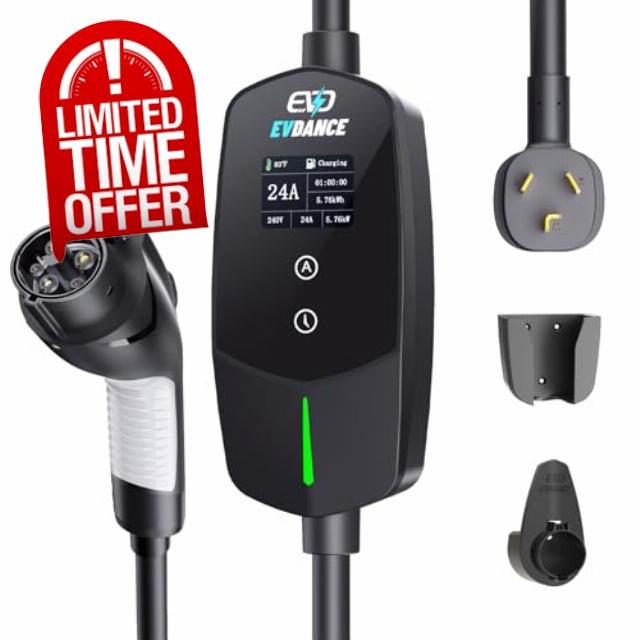 Level 2 EV Charger 24Amp 240V - NEMA 10-30 Plug Charging Station