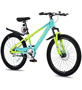 20 24 Inch Kids' Mountain Bike, Front Suspension Fork Kids' Bicycles for Boys Girls, Single Speed...