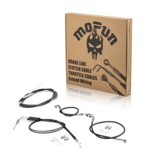 Mofun ABS Upper Hydraulic Front Brake Line & Throttle and Idle Cable Kit & Clutch Cable Compatible with Harley Dyna Street Bob Switchback Wide Glide 2012-2017