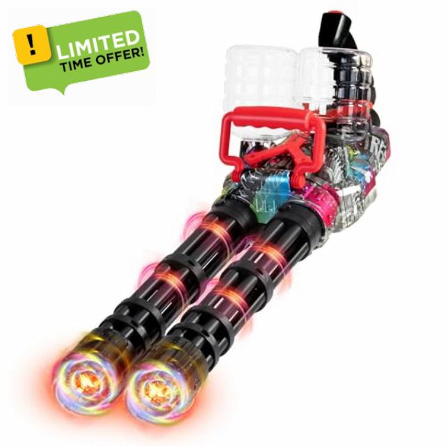 Large Gel Splatter Blaster Double Barrel Gatling with Rotating and LED Light - 27 inch Big Size - Full Auto Mode - High Speed - Long Range - for Ages 15+
