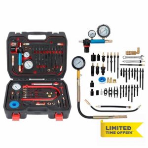 46PCS Compression and Leakage Test Kit Petrol & Diesel Dual Gauge Engine Compression Tester Kit Automotive Cylinder Leak Down Tester Kit for HDI