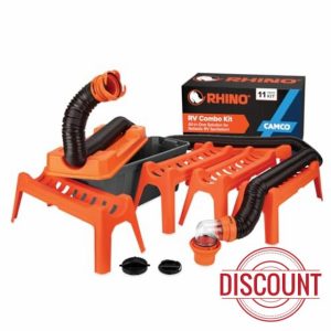 Camco Rhino Ultimate 20' RV Sewer Hose Kit — All-in-One Sewer Hose Solution — 11-Piece Combo Kit Includes Storage Box for Nesting Support & Camper Organization (43075)