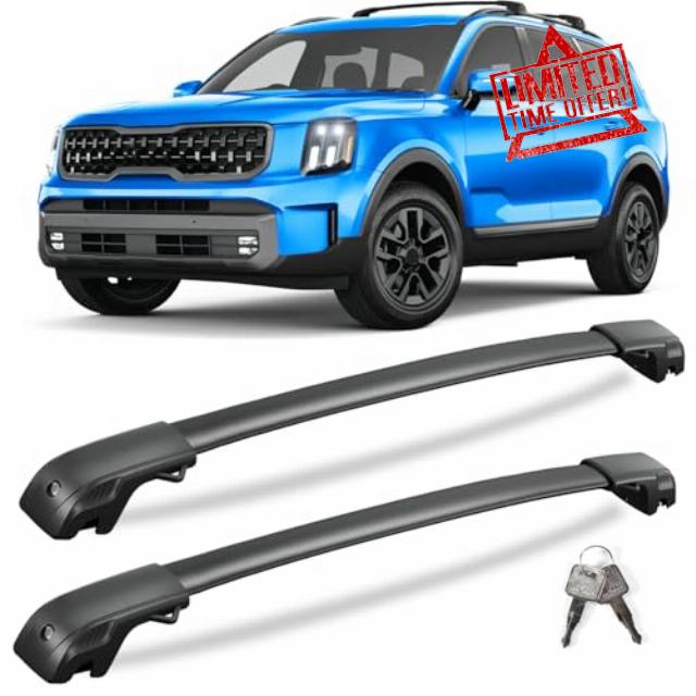 220lbs Lockable Roof Rack Cross Bars Compatible with Kia Telluride X-PRO X-LINE 2023 2024 2025 with Raised Side Rails