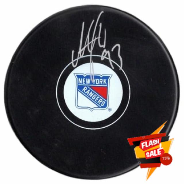 Mika Zibanejad autographed signed puck JSA