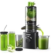 Cold Press Juicer with 8 Juice Bottles - Masticating Juicer Machines for Fruits and Veggies, 4.25...