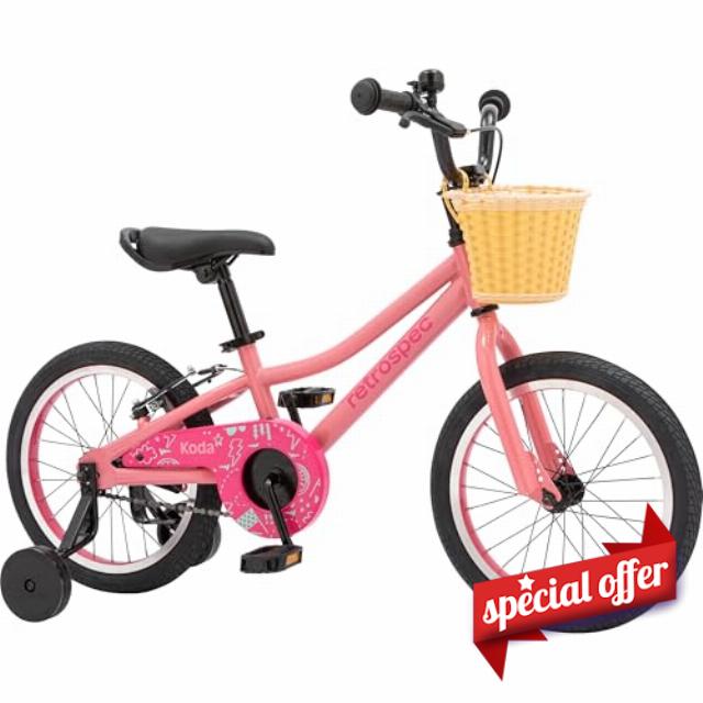Retrospec Koda 16-Inch Kids Bike with Training Wheels & Safety Features - Adjustable Height Beginner Bicycle for Children 4-6 Years Old