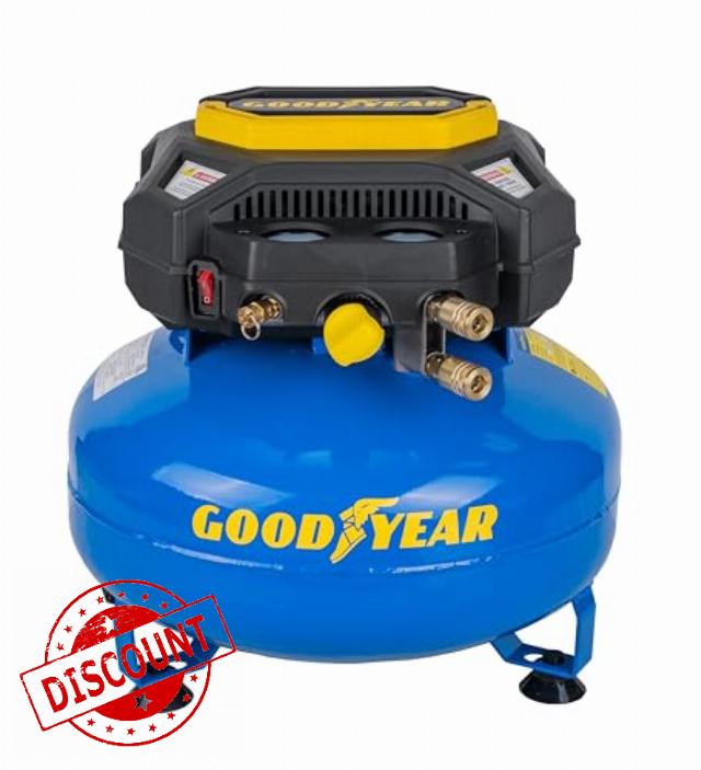 Goodyear 6 Gallon 150 PSI Oil Free Electric Pancake Air Compressor