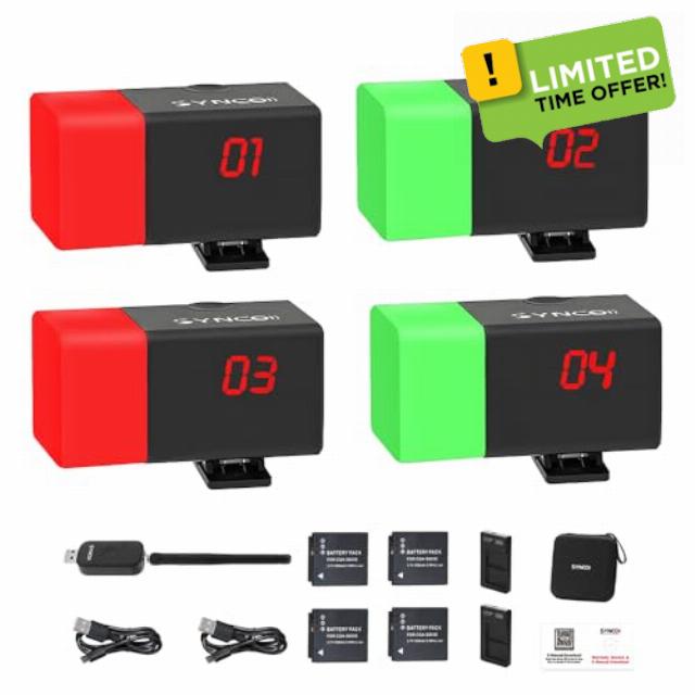SYNCO Wireless Tally Light Camera Eye CE3 System (4 Tally Lights) for Studios and Live 2.4G LoRa Lightweight and Portable vMix Compatible