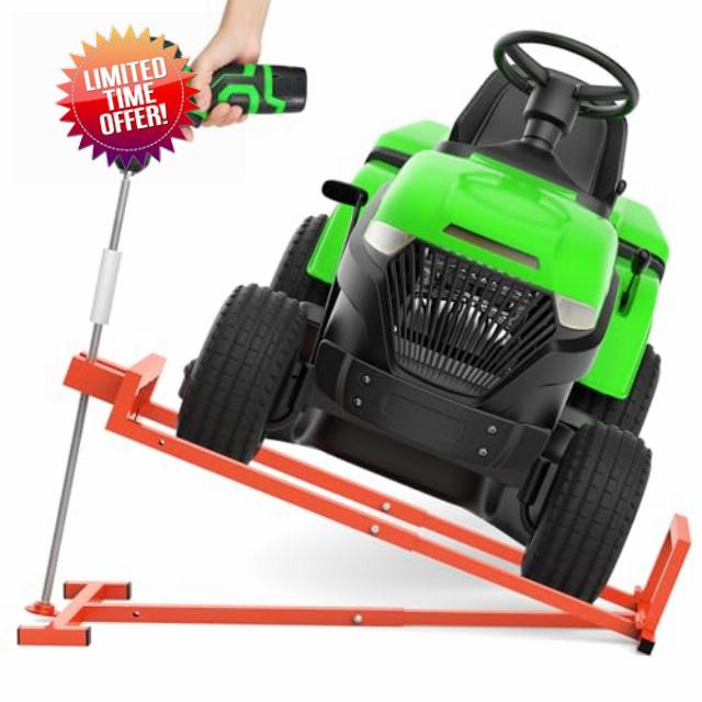 1200LB Lawn Tractor Lift Jack & Riding Mower Lift with Rotating Sleeve & Manual and Power Tool Handle