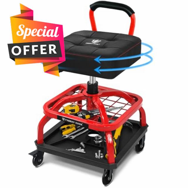 Rolling Shop Stool with Wheels