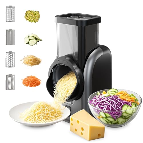 Rotary Vegetable Slicer with 4 Interchangeable Drum Blades