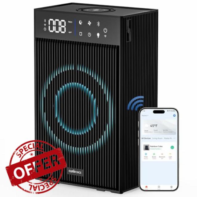 CleanForce Rainbow Cube | World’s First 4-in-1 Space-saving Air Purifier with Bluetooth Speaker