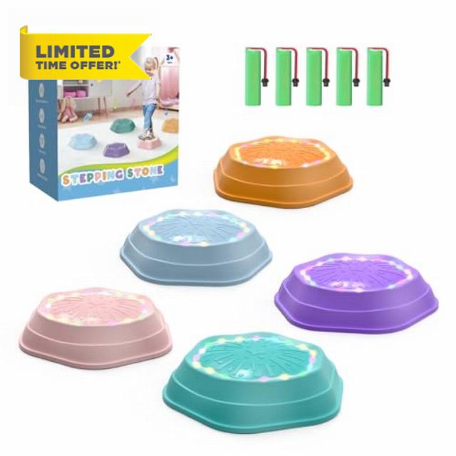 Holyton Upgraded Music Light-Up Stepping Stones for Kids