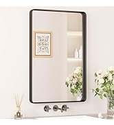 Keonjinn Black Framed Mirror for Bathroom 22 x 30 Inch Matte Black Bathroom Mirror, Rectangular W...