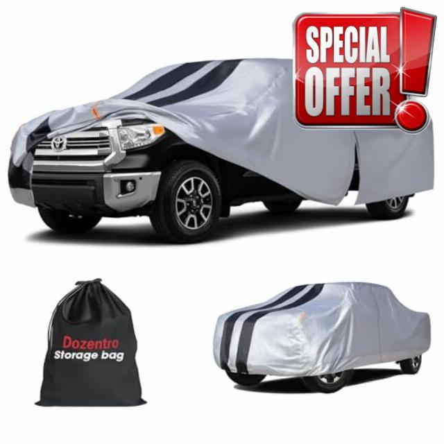 Toyota Tundra Truck Cover Custom Fit 1999-2021 Double Cab/CrewMax Cab Short Bed(5.5'-6.5') with Door Zipper