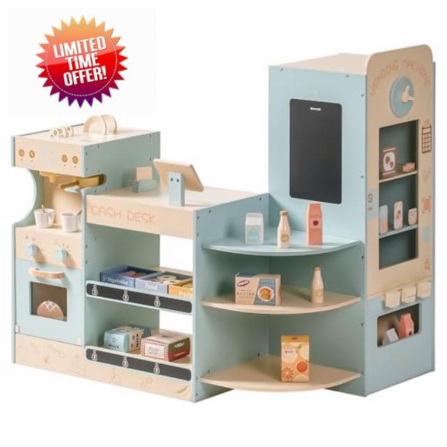 ROBOTIME Wooden Grocery Store Playset for Kids