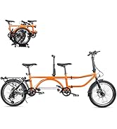 BGGFNZ Folding Tandem Bike for Adults, 7 Speed Tandem Bikes 20 inch Beach Cruiser Bike for Two Ad...