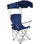 TeqHome Camping Chair with Canopy - Heavy Duty Max Shade Oversized Folding Chair with Cup Holder,...