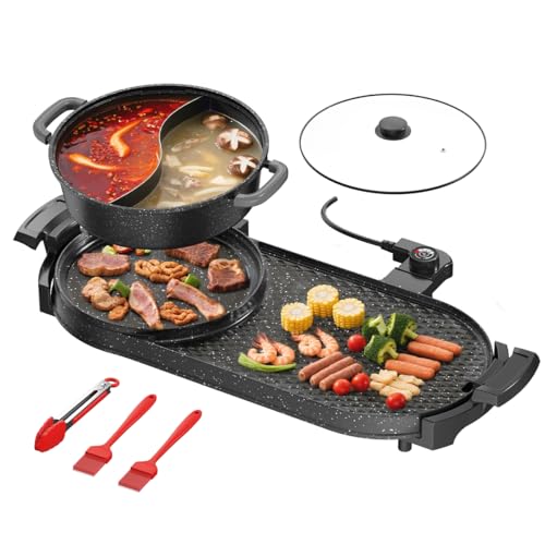 2200W Detachable Dual Zone BBQ Griddle with Removable Split Pan