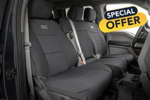 Rough Country Neoprene Seat Covers for Ford F-150 (2015-25)/F-150 Lightning (2022-24)/Super Duty (2017-25) w/Bench Seats - Waterproof & UV Resistant