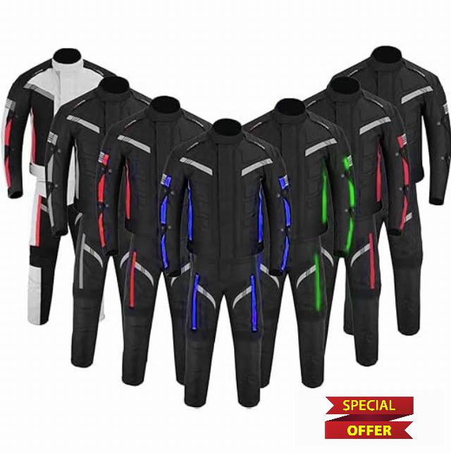 Motorcycle Suit 2 Pieces Waterproof Motorbike Jacket Biker Trouser Motocross Protective Pant Armor CE Approved