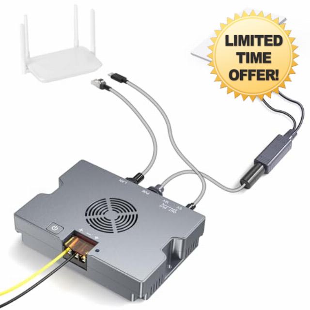 QUIDDITY Starlink Mini Poe Kit: 350W GigE & ESD Protection Starlink 12V Mini Adapter Splitter