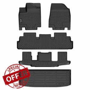 AIPOIL® Floor Mats & Cargo Liner Set for 2022-2025 Nissan Pathfinder 7 Seats All Weather Protection TPE Anti-Slip Automotive Full Set Custom Car Mats Accessories - Black