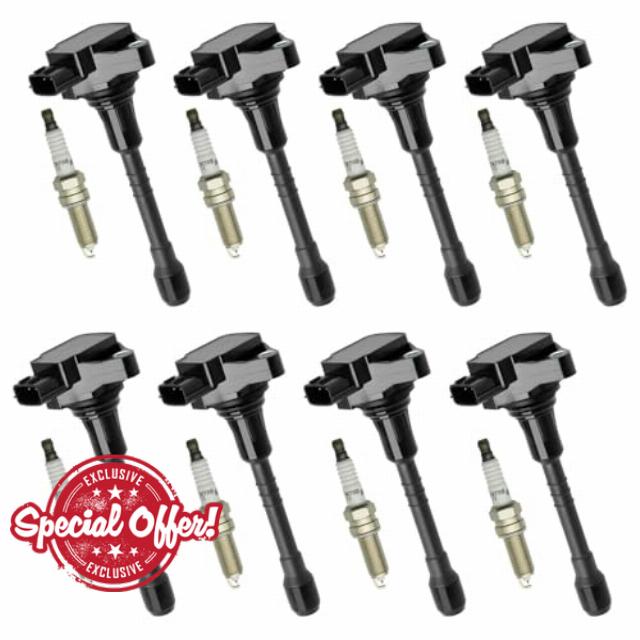 Set of 8 Ignition Coil Pack UF677 with 93501 Iridum Spark Plugs Compatible with 2011-2020 INFINITI QX56 QX80 Nis.san Armada 5.6L V8 Replace# 22448-1LA0A
