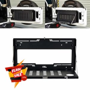 JOYTUTUS Tailgate Table Organizer for Wrangler JL & JLU Wrangler JK & JKU(2007-2025) - 85lb Capacity Foldable Cargo Shelf