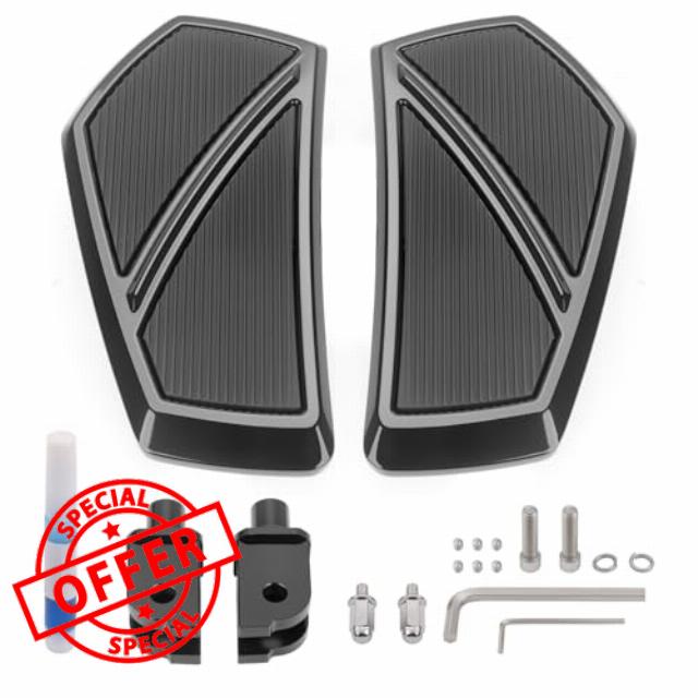 Motorcycle Floorboards Rider Footpegs Compatible with Harley Davidson Softail Fat Boy 114 Breakout FLDE FLSL Accessories 2018-2024 Driver Front Highway Pegs (Black)