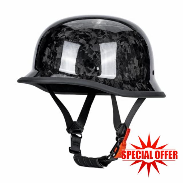 KAESE Retro Open Face Carbon Fiber Motorcycle Half Helmet - DOT Certified