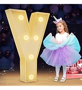 GENNIZZ 4FT Marquee Numbers Y, Party Decor - Marquee Letters, Contemporary Style, Yellow, Cardboa...