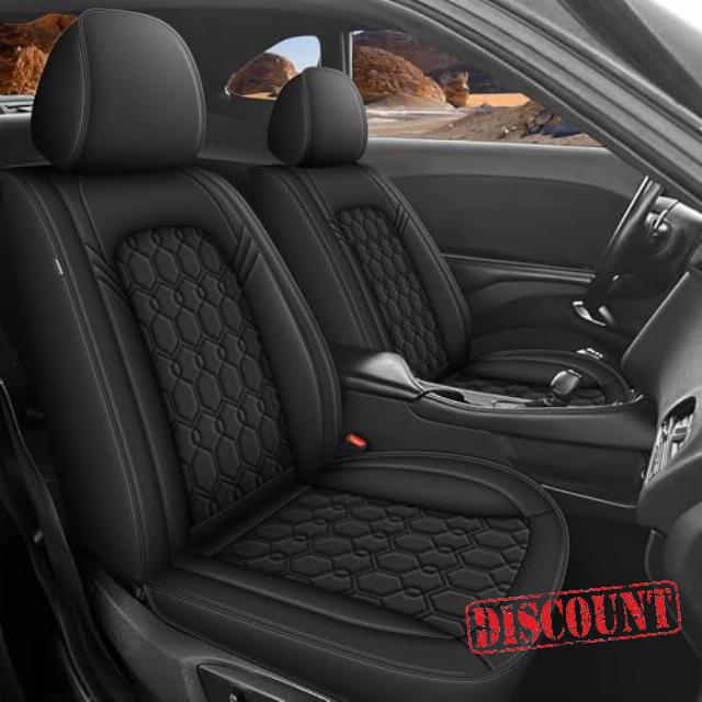 AOMSAZTO Seat Covers Custom Fit for Dodge Challenger 2008-2024: Waterproof Leather Car Seat Cover for Challenger TA R/T GT SXT SRT(Black