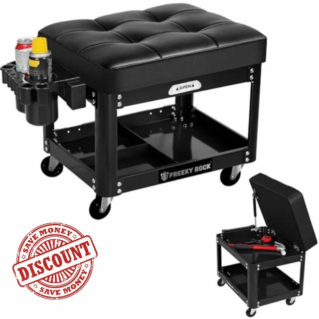 Rolling Mechanic Shop Stool with Wheels
